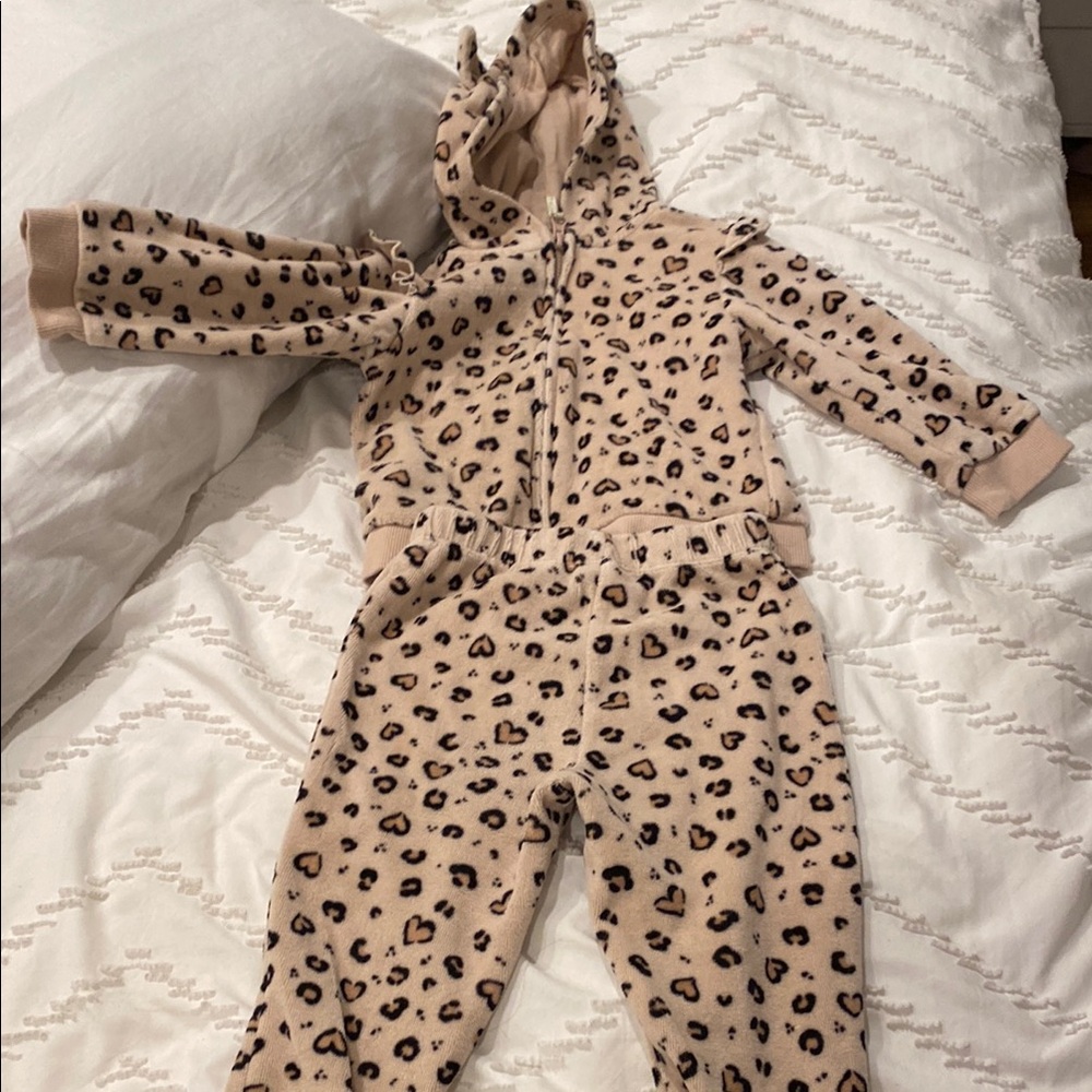 Little Me Tan Leopard Print Kids Matching Set